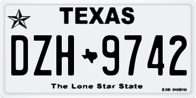 TX license plate DZH9742