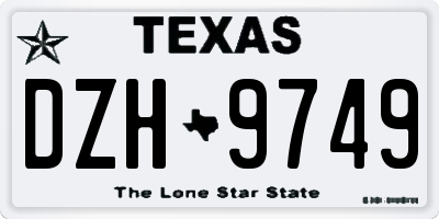 TX license plate DZH9749