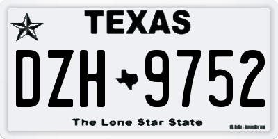 TX license plate DZH9752
