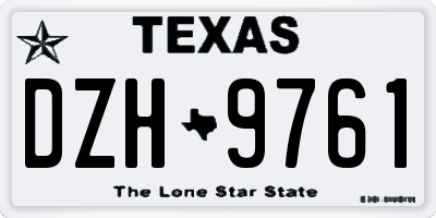 TX license plate DZH9761