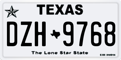 TX license plate DZH9768