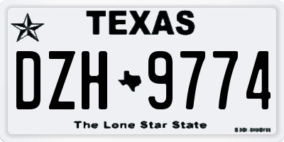 TX license plate DZH9774