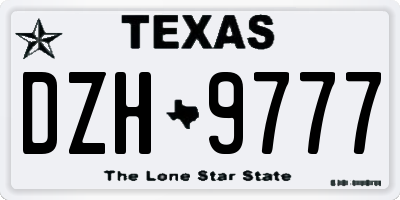 TX license plate DZH9777