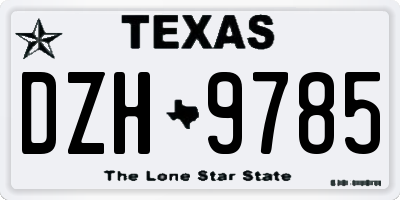 TX license plate DZH9785