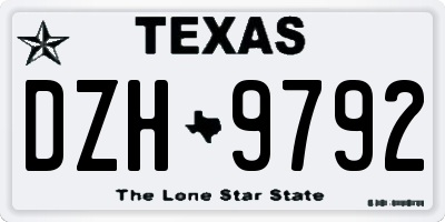TX license plate DZH9792