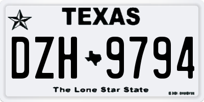 TX license plate DZH9794