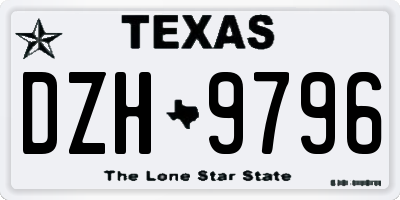 TX license plate DZH9796