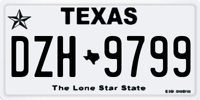 TX license plate DZH9799