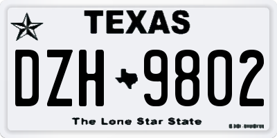 TX license plate DZH9802