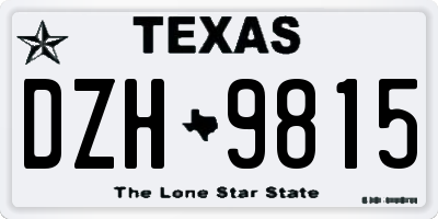 TX license plate DZH9815
