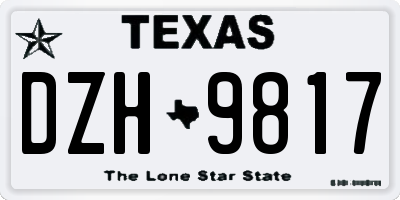 TX license plate DZH9817