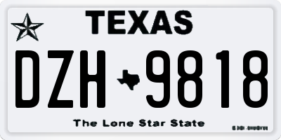 TX license plate DZH9818