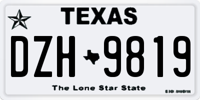 TX license plate DZH9819