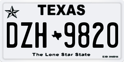 TX license plate DZH9820