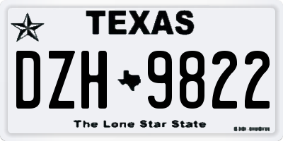 TX license plate DZH9822