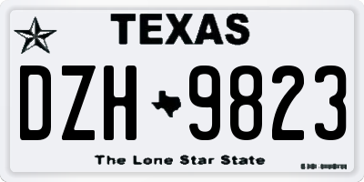 TX license plate DZH9823