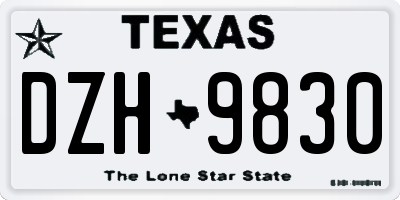 TX license plate DZH9830