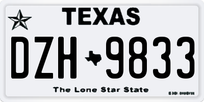 TX license plate DZH9833