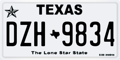 TX license plate DZH9834