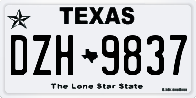 TX license plate DZH9837