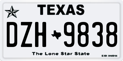 TX license plate DZH9838