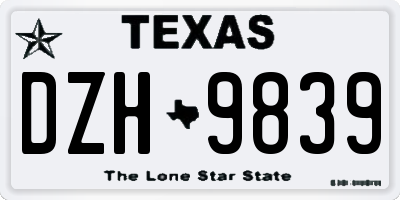 TX license plate DZH9839