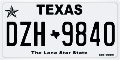 TX license plate DZH9840