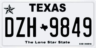 TX license plate DZH9849
