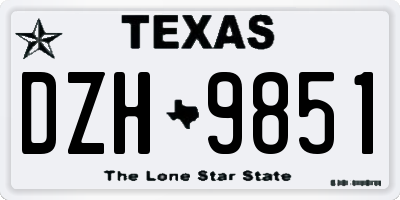 TX license plate DZH9851
