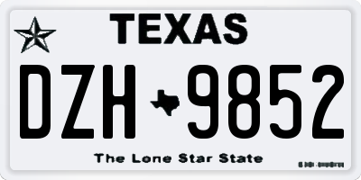 TX license plate DZH9852