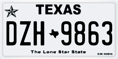 TX license plate DZH9863