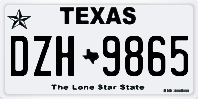 TX license plate DZH9865