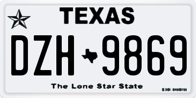 TX license plate DZH9869