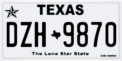 TX license plate DZH9870
