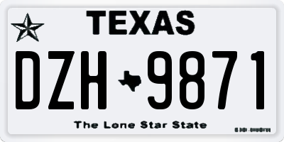 TX license plate DZH9871
