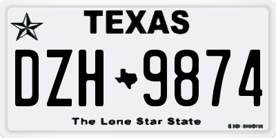 TX license plate DZH9874