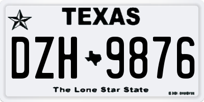 TX license plate DZH9876