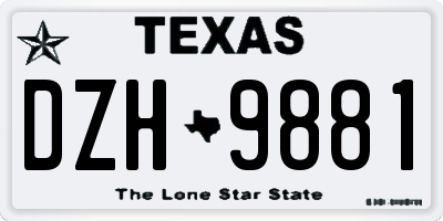 TX license plate DZH9881