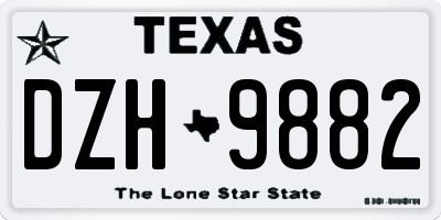 TX license plate DZH9882