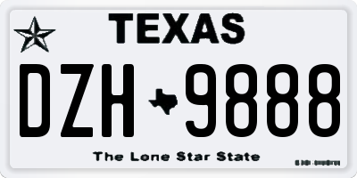 TX license plate DZH9888