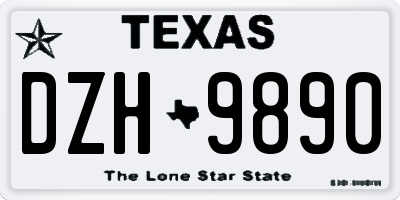 TX license plate DZH9890