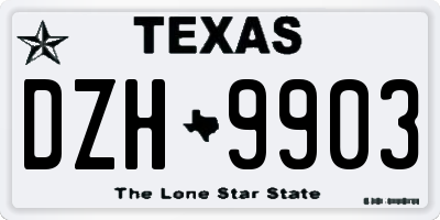 TX license plate DZH9903