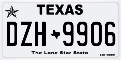 TX license plate DZH9906