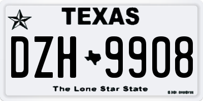 TX license plate DZH9908