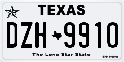 TX license plate DZH9910