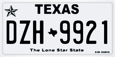 TX license plate DZH9921