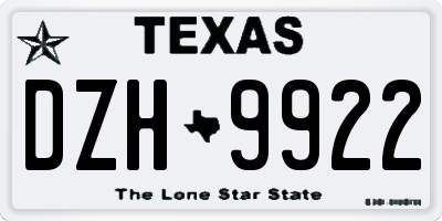 TX license plate DZH9922