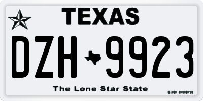 TX license plate DZH9923