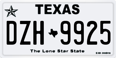 TX license plate DZH9925