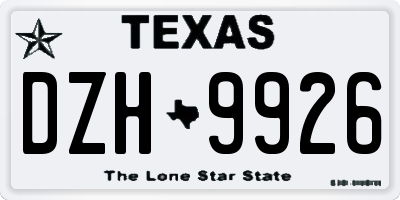 TX license plate DZH9926